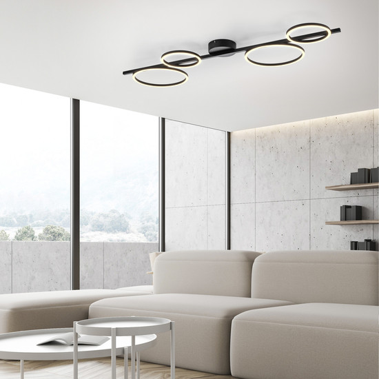 JUST LIGHT MINI RITUS LED Deckenleuchte Warmweiss Dimmbar 36W schwarz 14211-18