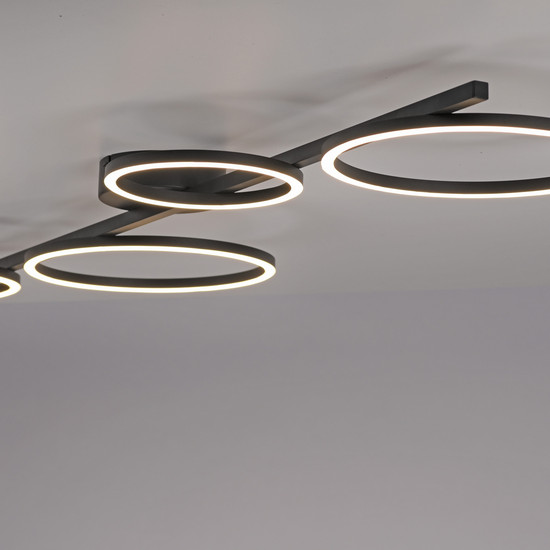 JUST LIGHT MINI RITUS LED Deckenleuchte Warmweiss Dimmbar 36W schwarz 14211-18