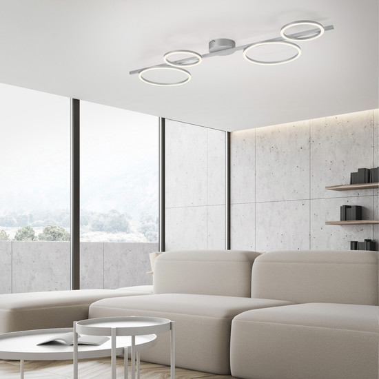 JUST LIGHT MINI RITUS LED Deckenleuchte Warmweiss Dimmbar 36W silber 14211-21