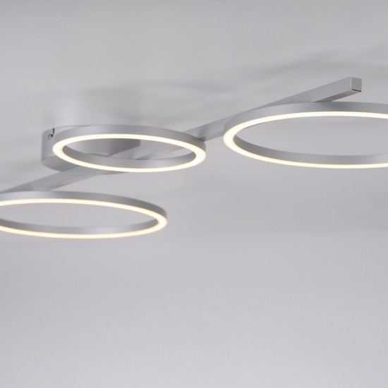JUST LIGHT MINI RITUS LED Deckenleuchte Warmweiss Dimmbar 36W silber 14211-21