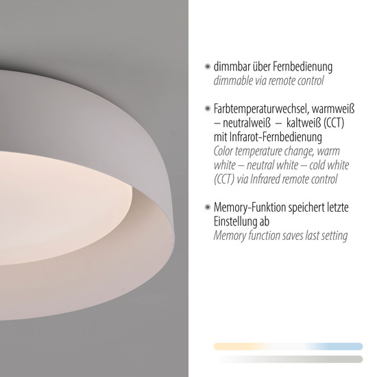 JUST LIGHT OSKO LED Deckenleuchte CCT Dimmbar 27,5W weiss 14215-16