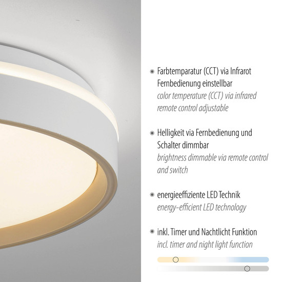 JUST LIGHT MIO LED Deckenleuchte CCT Dimmbar 20W sand 14277-39