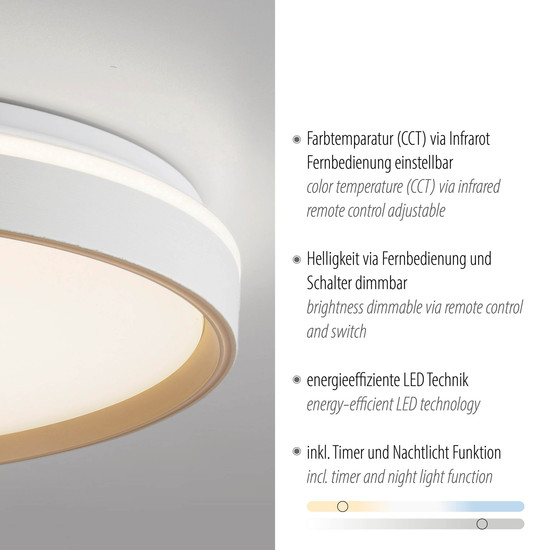 JUST LIGHT MIO LED Deckenleuchte CCT Dimmbar 34W sand 14278-39
