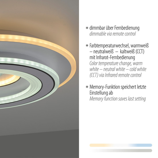 JUST LIGHT TOLAGO LED Deckenleuchte CCT Dimmbar 38W weiss 14282-16