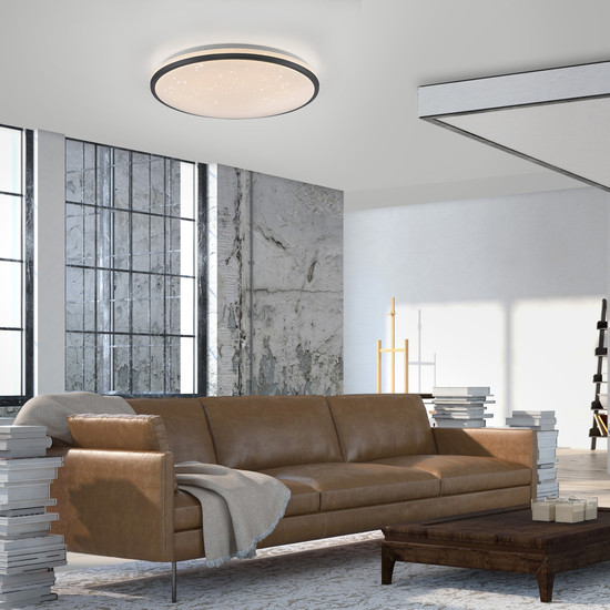 JUST LIGHT KYLE LED Deckenleuchte Warmweiss Dimmbar 34W schwarz 14295-18