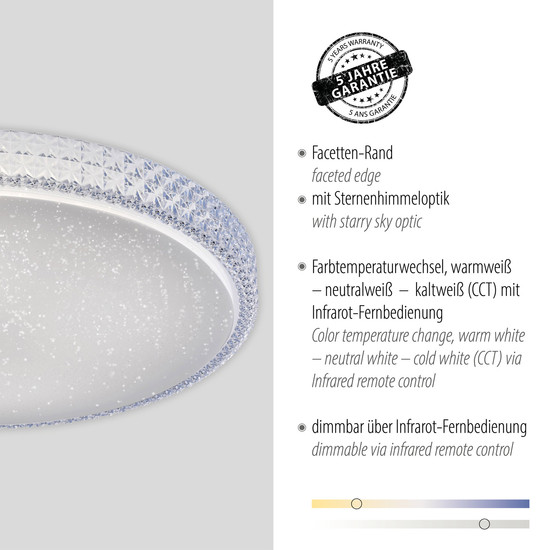 JUST LIGHT FRIDA LED Deckenleuchte CCT Dimmbar 36W transparent 14373-00