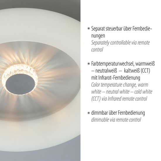 JUST LIGHT VERTIGO LED Deckenleuchte CCT Dimmbar 26W weiss 14383-16