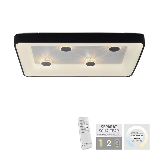 JUST LIGHT VERTIGO LED Deckenleuchte CCT Dimmbar 45W schwarz 14385-18
