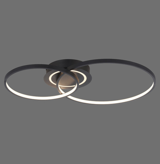 JUST LIGHT ASMINA LED Deckenleuchte Warmweiss 27,6W 2-fach schwarz 14540-18