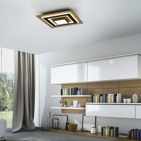 JUST LIGHT TOLA LED Deckenleuchte Warmweiss 26W 2-fach schwarz 14563-18