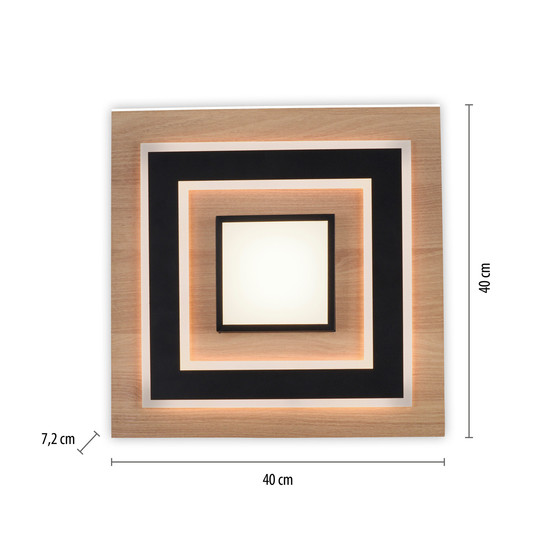 JUST LIGHT TOLA LED Deckenleuchte Warmweiss 26W 2-fach schwarz 14563-18