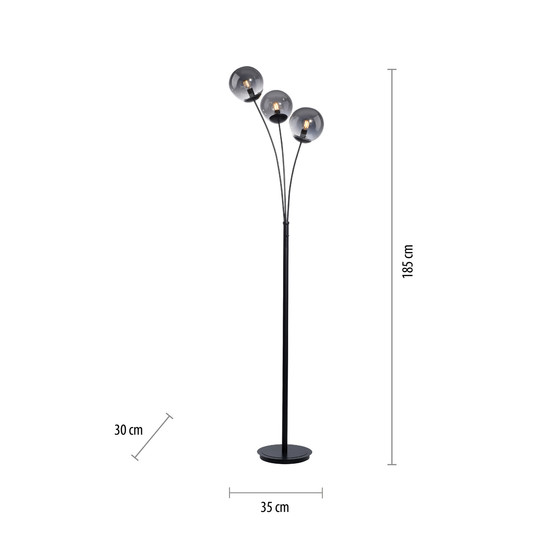 JUST LIGHT BIG WIDOW Stehleuchte E14 max. 25W 3-fach schwarz 14603-18