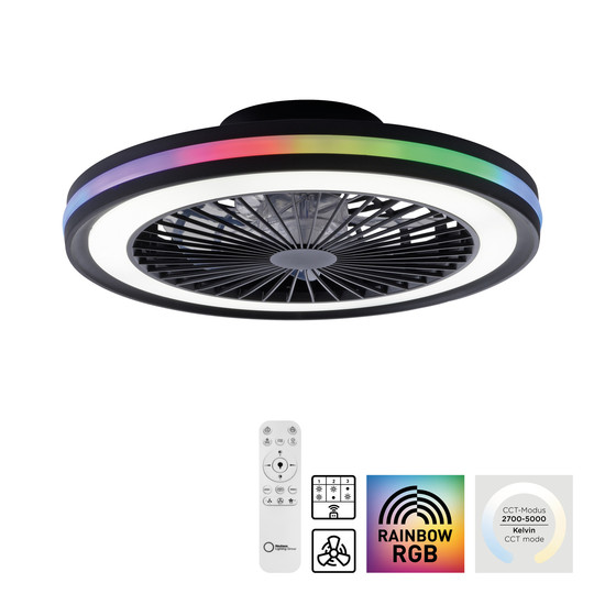 JUST LIGHT BRANDON LED Deckenleuchte CCT Dimmbar 41W 2-fach schwarz 14649-18