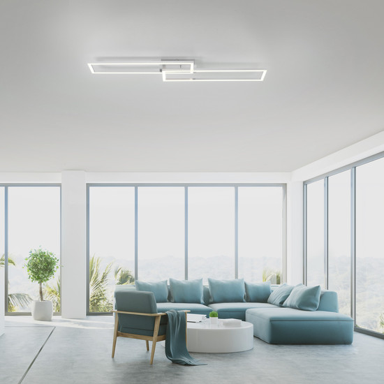 JUST LIGHT IVEN LED Deckenleuchte Warmweiss Dimmbar 36W stahl 14691-55
