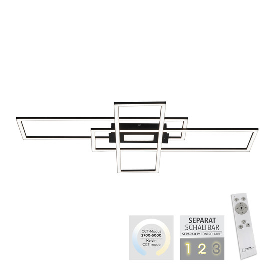 JUST LIGHT ASMIN LED Deckenleuchte CCT Dimmbar 45W schwarz 14693-18