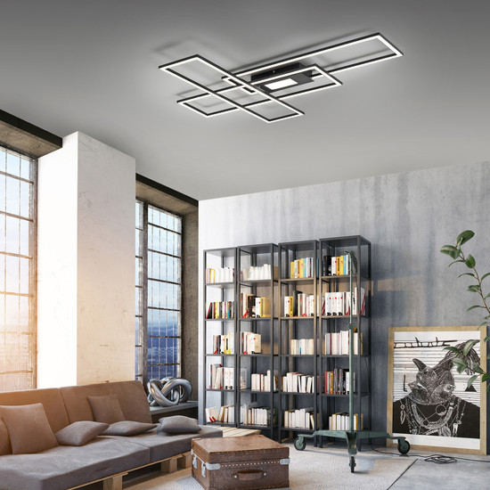 JUST LIGHT ASMIN LED Deckenleuchte CCT Dimmbar 45W schwarz 14693-18