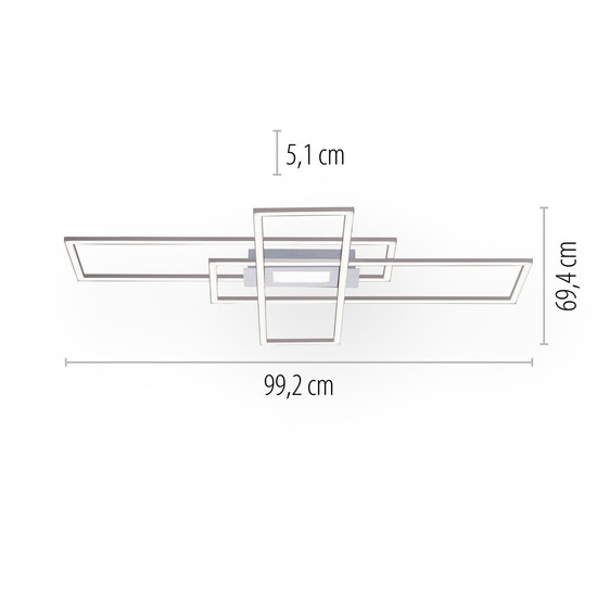 JUST LIGHT ASMIN LED Deckenleuchte CCT Dimmbar 45W stahl 14693-55