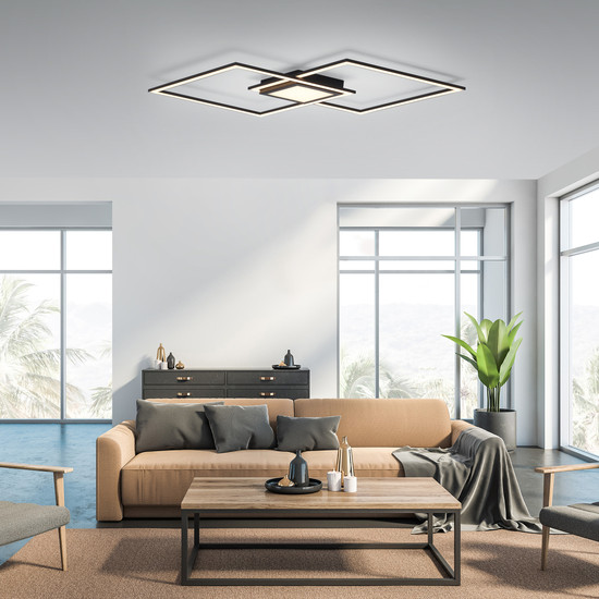 JUST LIGHT ASMIN LED Deckenleuchte Warmweiss 45W schwarz 14695-18