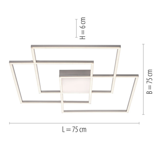 JUST LIGHT ASMIN LED Deckenleuchte CCT Dimmbar 21W 4-fach stahl 14713-55