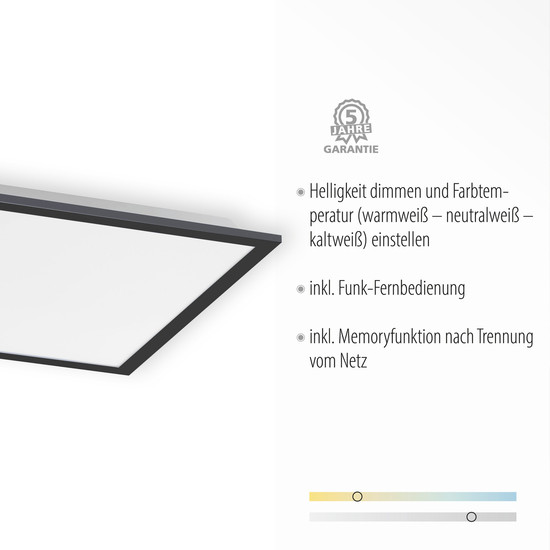JUST LIGHT FLAT LED Deckenleuchte CCT Dimmbar 21W schwarz 14755-18