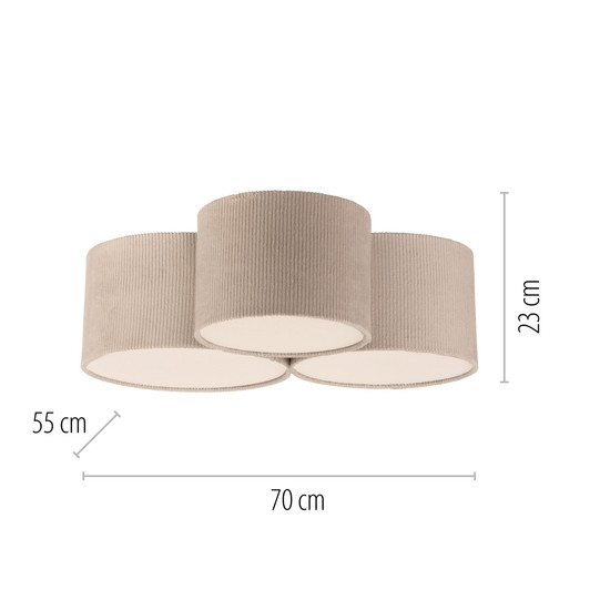 JUST LIGHT DURO Deckenleuchte E27 max. 10W 3-fach sand 14890-39