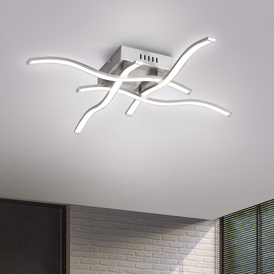 JUST LIGHT WAVE LED Deckenleuchte Warmweiss 4,6W 4-fach Silber/Weiß 15131-55