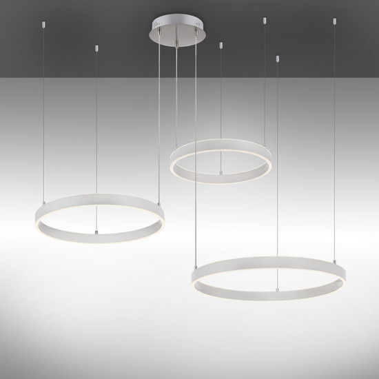 JUST LIGHT LILLUTI LED Pendelleuchte Warmweiss Dimmbar 52W 2-fach stahl 15156-55