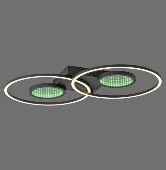 JUST LIGHT TUNEL LED Deckenleuchte CCT Dimmbar 35,8W 2-fach schwarz 15160-18