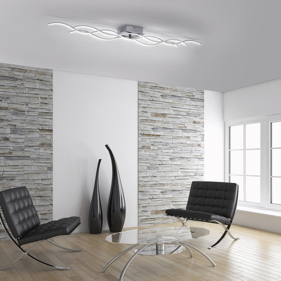 JUST LIGHT WAVE LED Deckenleuchte Warmweiss 29,5W 3-fach stahl 15167-55