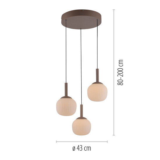 JUST LIGHT NAMI LED Pendelleuchte Warmweiss Dimmbar 15W 3-fach sand 15178-39