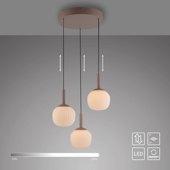 JUST LIGHT NAMI LED Pendelleuchte Warmweiss Dimmbar 15W 3-fach sand 15178-39