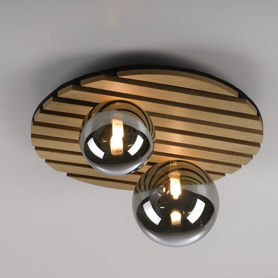 JUST LIGHT GERDA STIKA Deckenleuchte G9 max. 5W 2-fach Holz-natur 15208-79