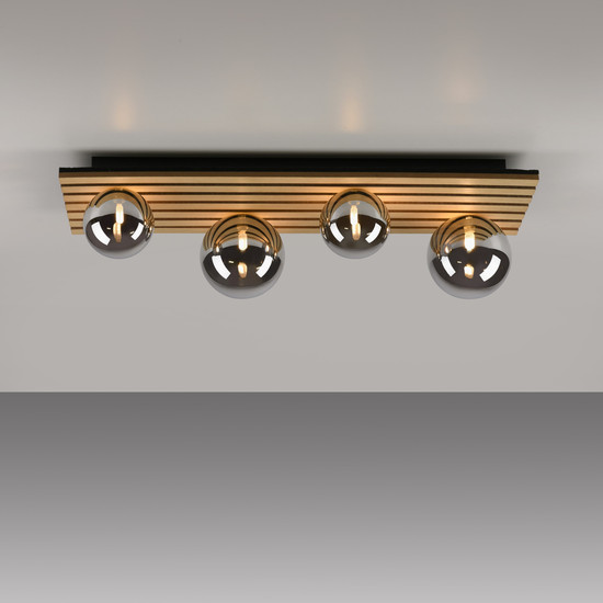 JUST LIGHT GERDA STIKA Deckenleuchte G9 max. 5W 4-fach Holz-natur 15209-79