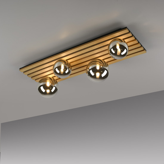 JUST LIGHT GERDA STIKA Deckenleuchte G9 max. 5W 4-fach Holz-natur 15209-79