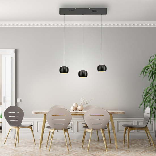 JUST LIGHT BALLINI LED Pendelleuchte Warmweiss Dimmbar 15,6W 3-fach schwarz 15261-18