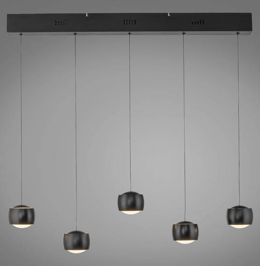 JUST LIGHT BALLINI LED Pendelleuchte Warmweiss Dimmbar 26W 5-fach schwarz 15262-18