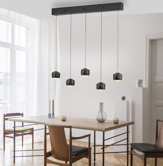 JUST LIGHT BALLINI LED Pendelleuchte Warmweiss Dimmbar 26W 5-fach schwarz 15262-18
