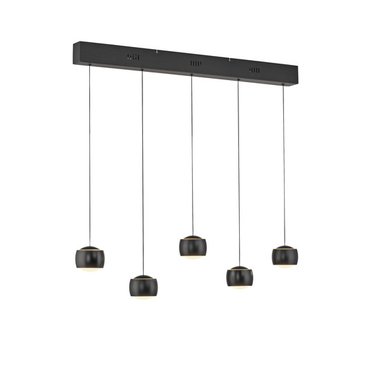 JUST LIGHT BALLINI LED Pendelleuchte Warmweiss Dimmbar 26W 5-fach schwarz 15262-18