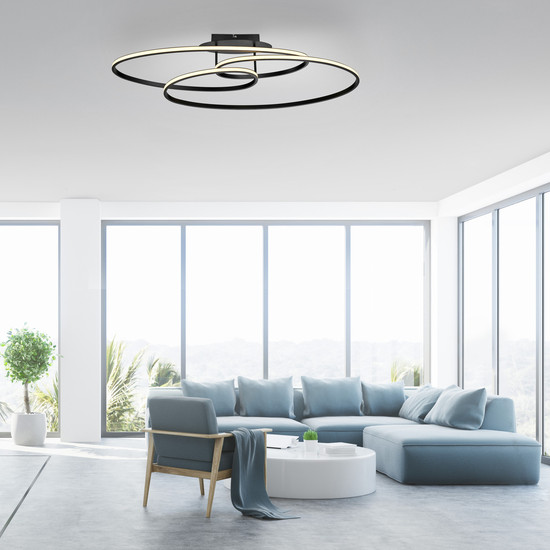 JUST LIGHT LUMACA LED Deckenleuchte Warmweiss 33W schwarz 15321-18