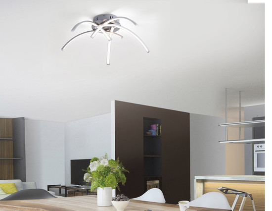 JUST LIGHT VALERIE LED Deckenleuchte Warmweiss 18,5W 5-fach stahl 15340-55