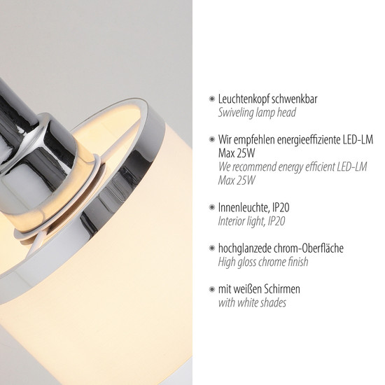 JUST LIGHT ACCOR Wand- und Deckenleuchte E14 max. 25W chrom 15371-17