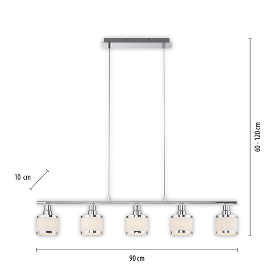 JUST LIGHT ACCOR Pendelleuchte E14 max. 25W 5-fach chrom 15375-17