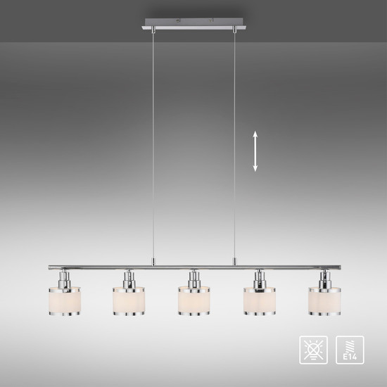 JUST LIGHT ACCOR Pendelleuchte E14 max. 25W 5-fach chrom 15375-17