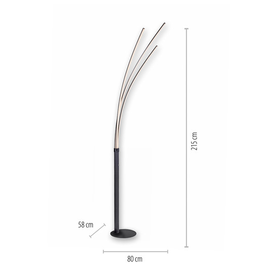 JUST LIGHT MAJA LED Stehleuchte Warmweiss 18,6W 3-fach schwarz 15383-18