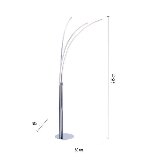 JUST LIGHT MAJA LED Stehleuchte Warmweiss 18,6W 3-fach chrom 15383-55