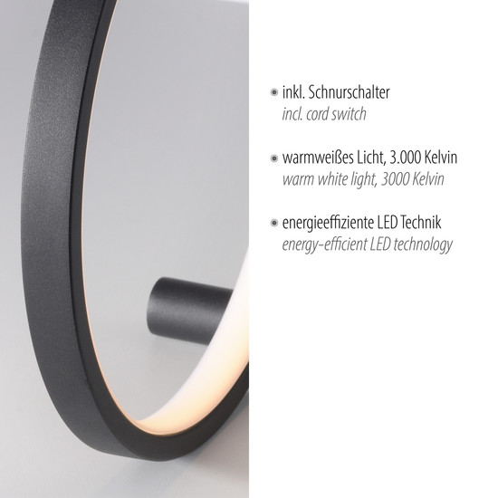 JUST LIGHT MINI RITUS LED Tischleuchte Warmweiss 10,5W schwarz 15395-18