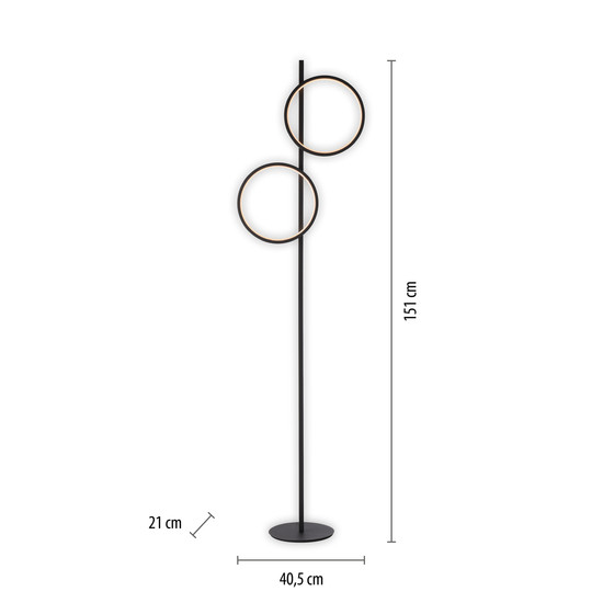 JUST LIGHT MINI RITUS LED Stehleuchte Warmweiss 21W 2-fach schwarz 15396-18