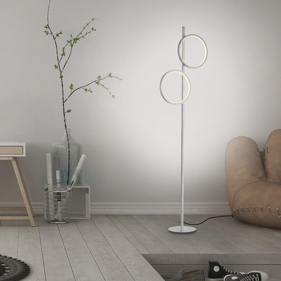 JUST LIGHT MINI RITUS LED Stehleuchte Warmweiss 21W 2-fach silber 15396-21
