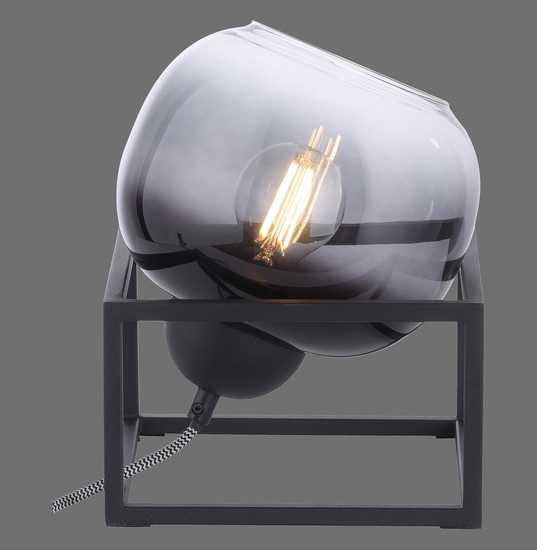 JUST LIGHT ZEA Tischleuchte E27 max.25W Schwarz/Rauchfarben 15423-18