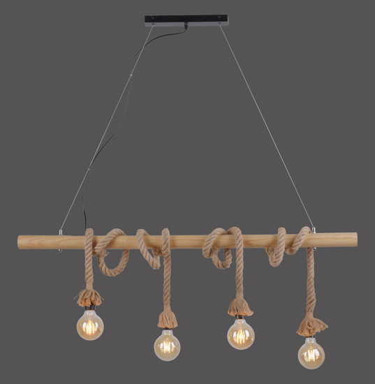 JUST LIGHT ROPE Pendelleuchte E27 max. 15W 4-fach schwarz 15483-18